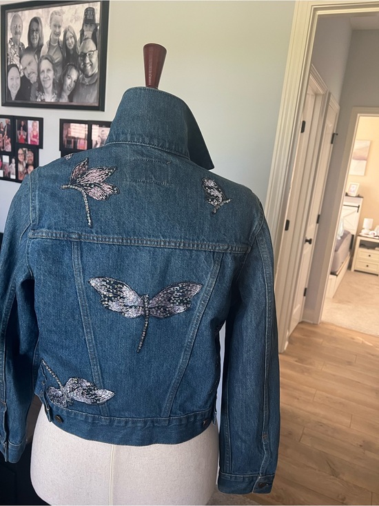 Levi's Jackets & Blazers - Levi's Blue Denim Jacket with Sequin Dragonfly Embellishments